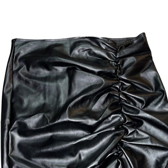FTF Faux Leather Ruched Skirt - Picture 4 of 14